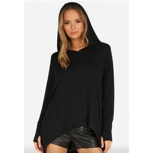 Michael Lauren Hoodie Women M/L Black Oversized Lightweight Pullover NWT